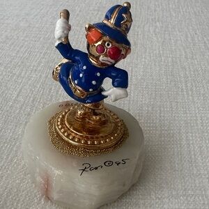 Vintage Ron Lee Signed “Stop Cop” Clown Figurine With Onyx Base
